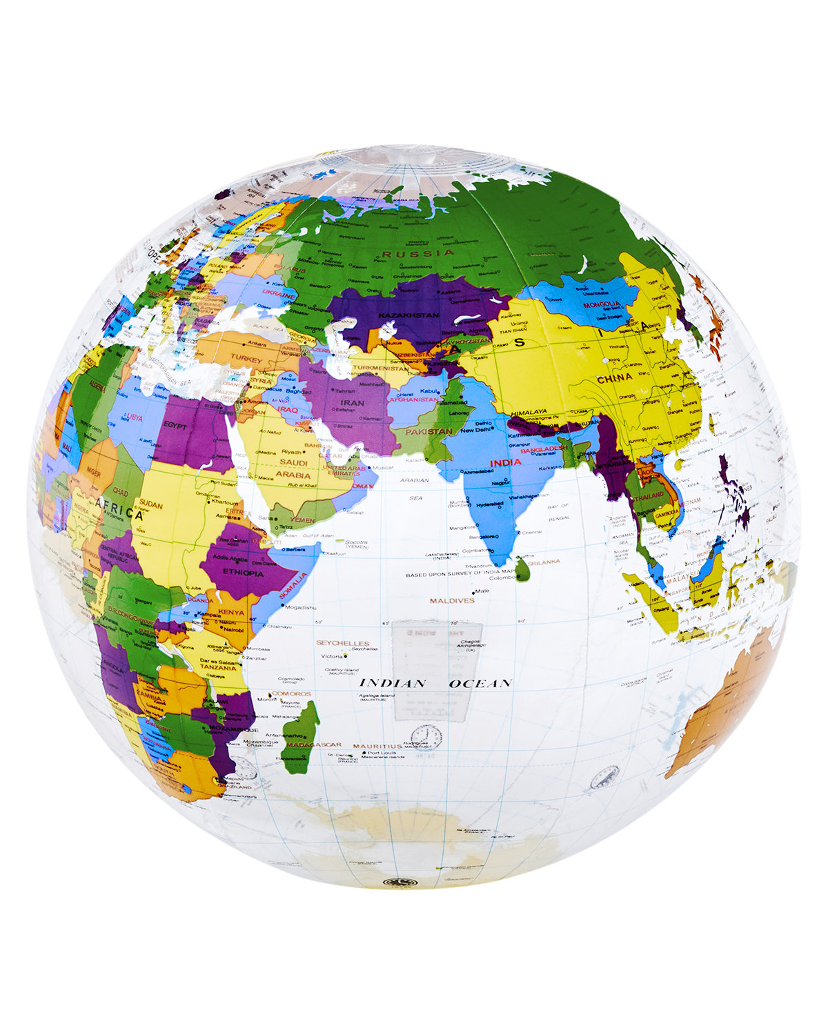 BB115 Prime Line 16"" World Globe Beach Ball - Back Image