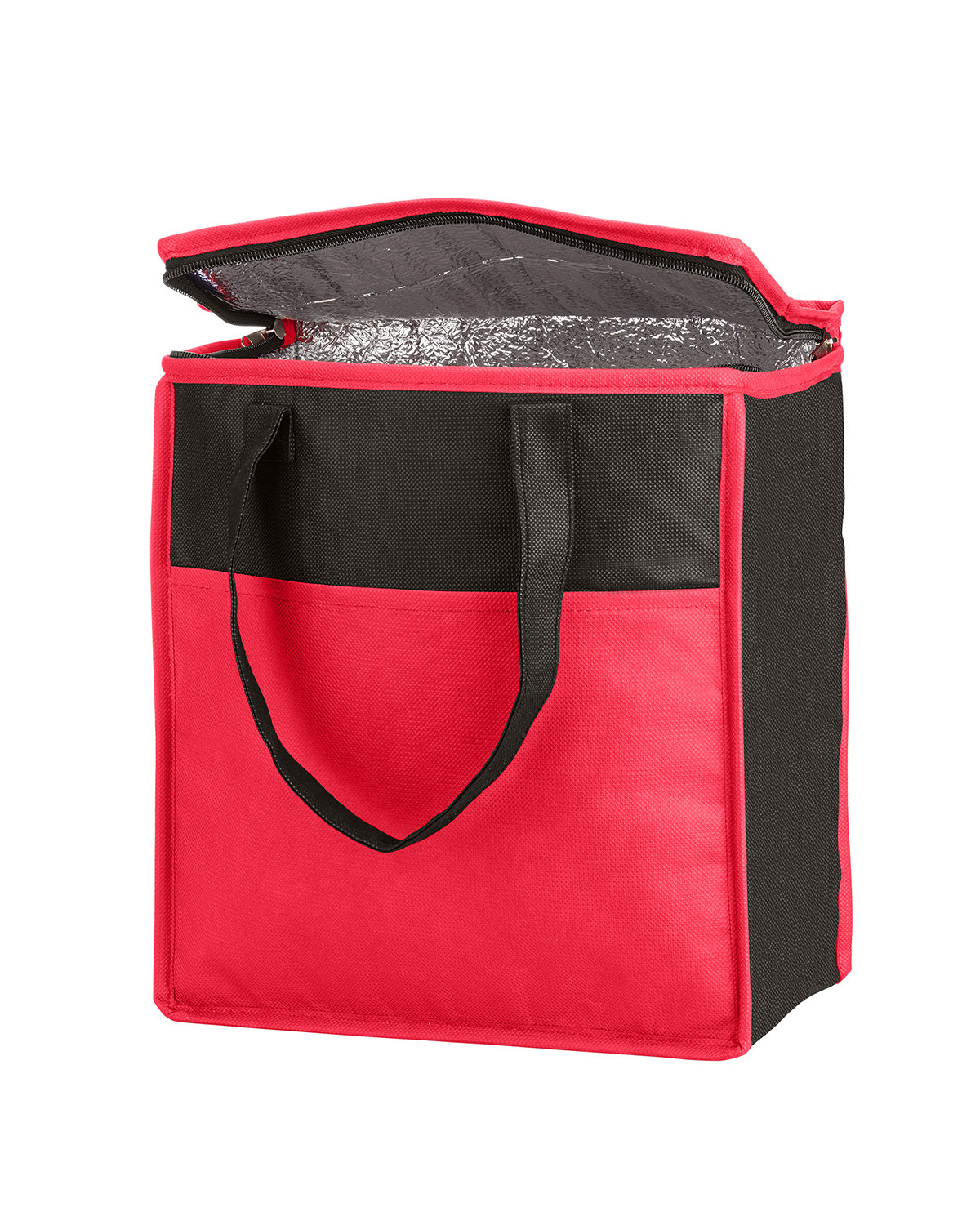 BG127 Prime Line Two-Tone Flat Top Insulated Non-Woven Grocery Tote - Back Image
