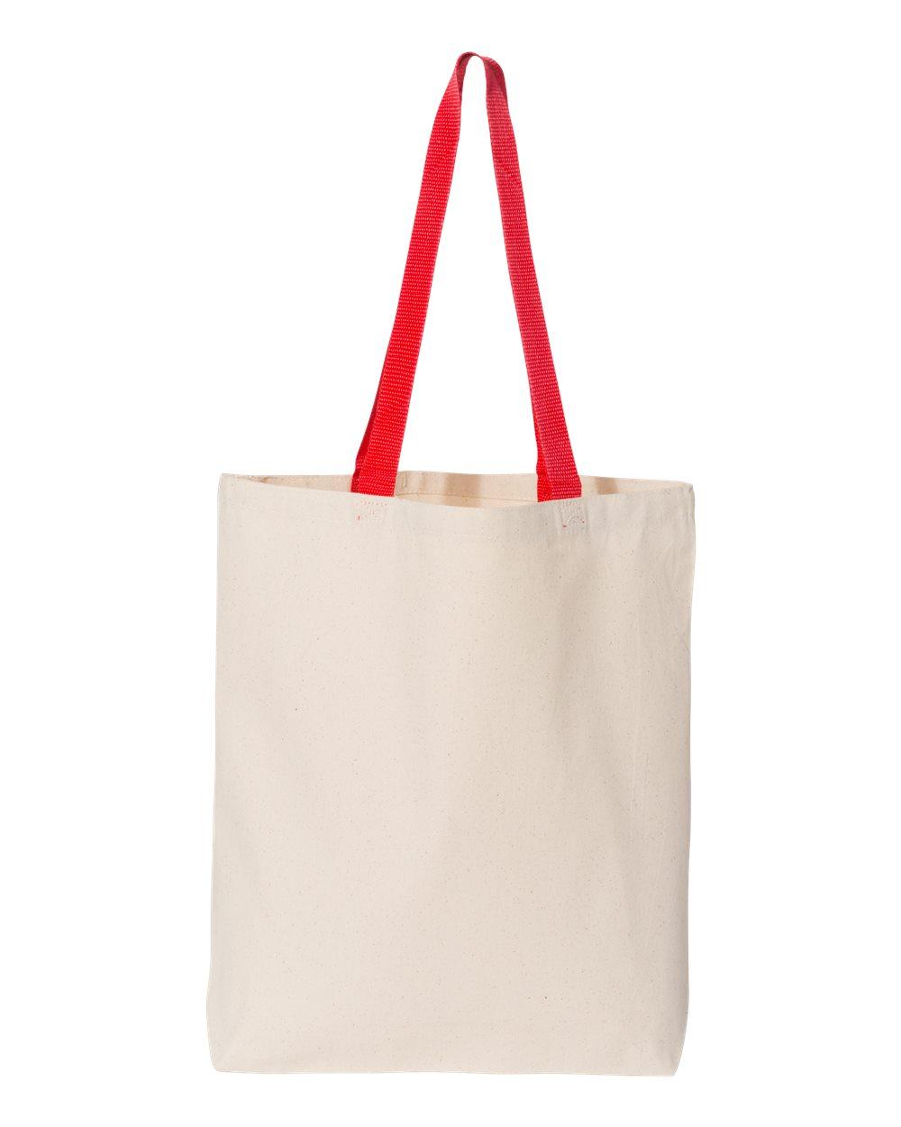 Q4400 Q-Tees 11L Canvas Tote with Contrast-Color Handles Q4400 Q-Tees 11L Canvas Tote with Contrast-Color Handles - Back Image