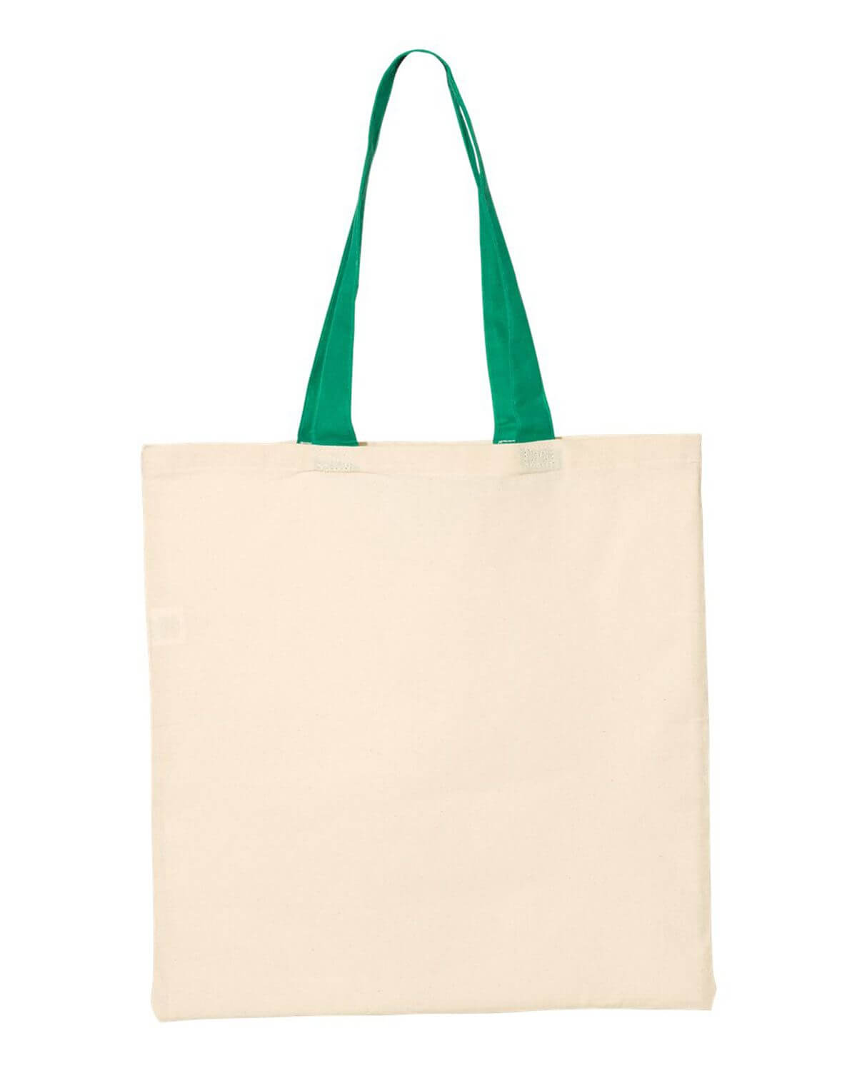 QTB6000 Q-Tees Economical Tote with Contrast-Color Handles Zoom Image