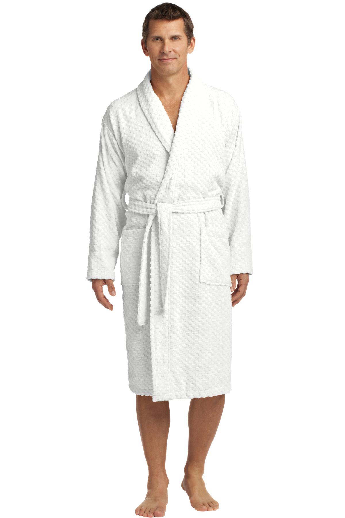 R103 Port Authority Checkered Terry Shawl Collar Robe. Zoom Image