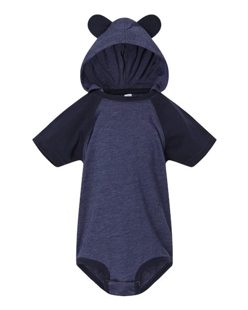 4417 Rabbit Skins Fine Jersey Infant Short Sleeve Raglan Bodysuit with Hood & Ears