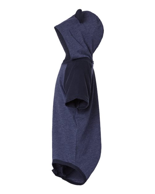 4417 Rabbit Skins Fine Jersey Infant Short Sleeve Raglan Bodysuit with Hood & Ears - Siide Image