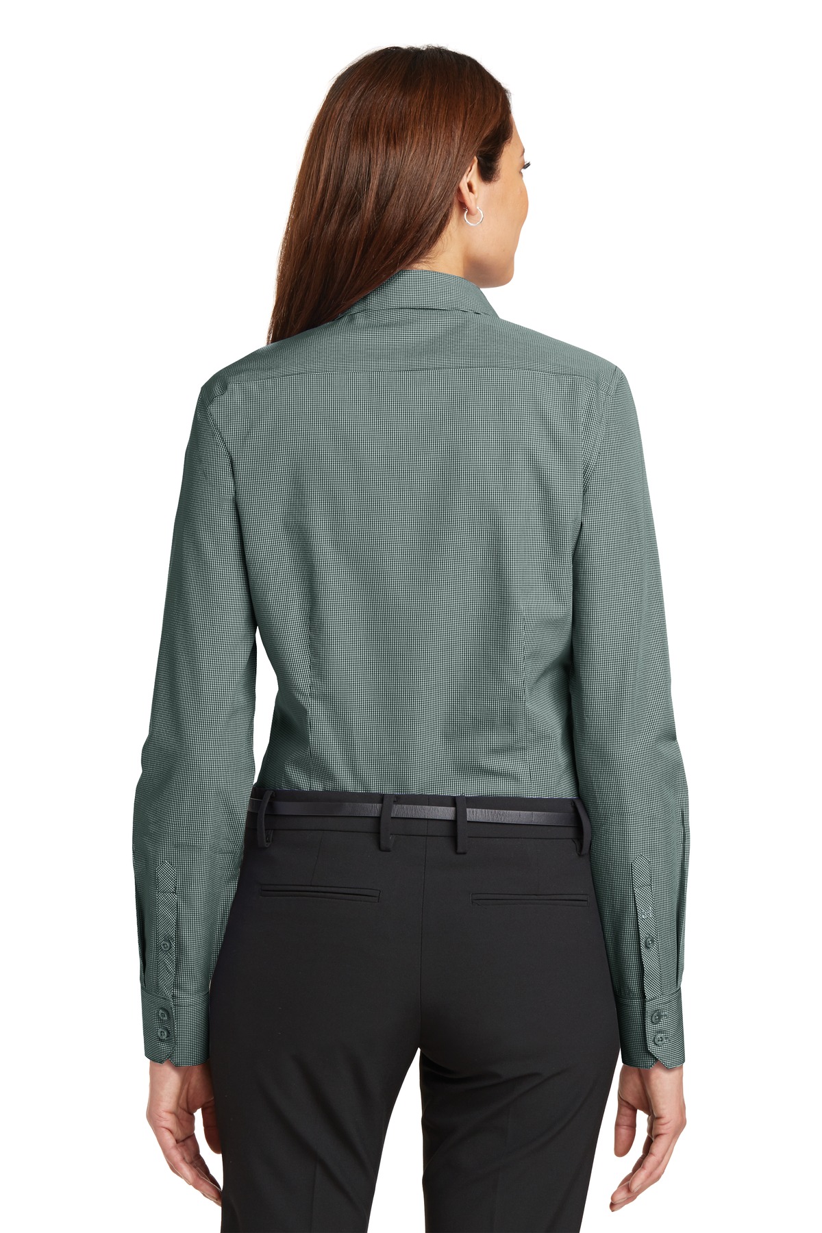 RH67 Red House  - Ladies Mini-Check Non-Iron Button-Down Shirt. - Back Image