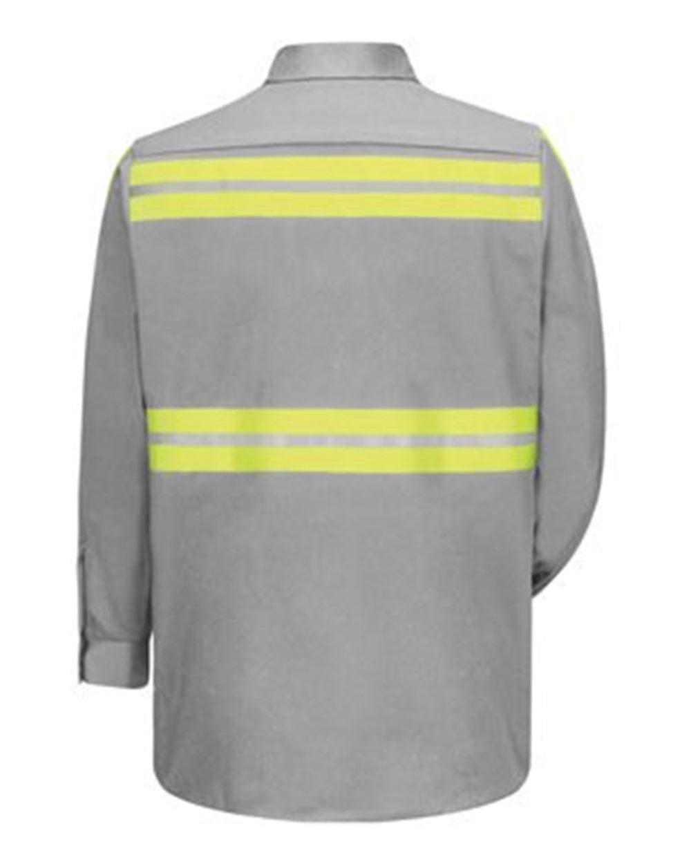 SC30E Red Kap Enhanced Visibility Long Sleeve Cotton Work Shirt - Back Image
