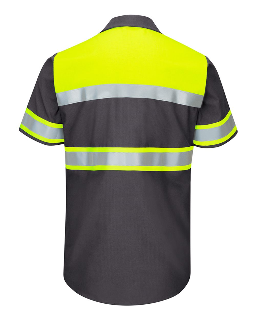 SY80L Red Kap Hi-Visibility Colorblock Ripstop Short Sleeve Work Shirt - TALL - Back Image