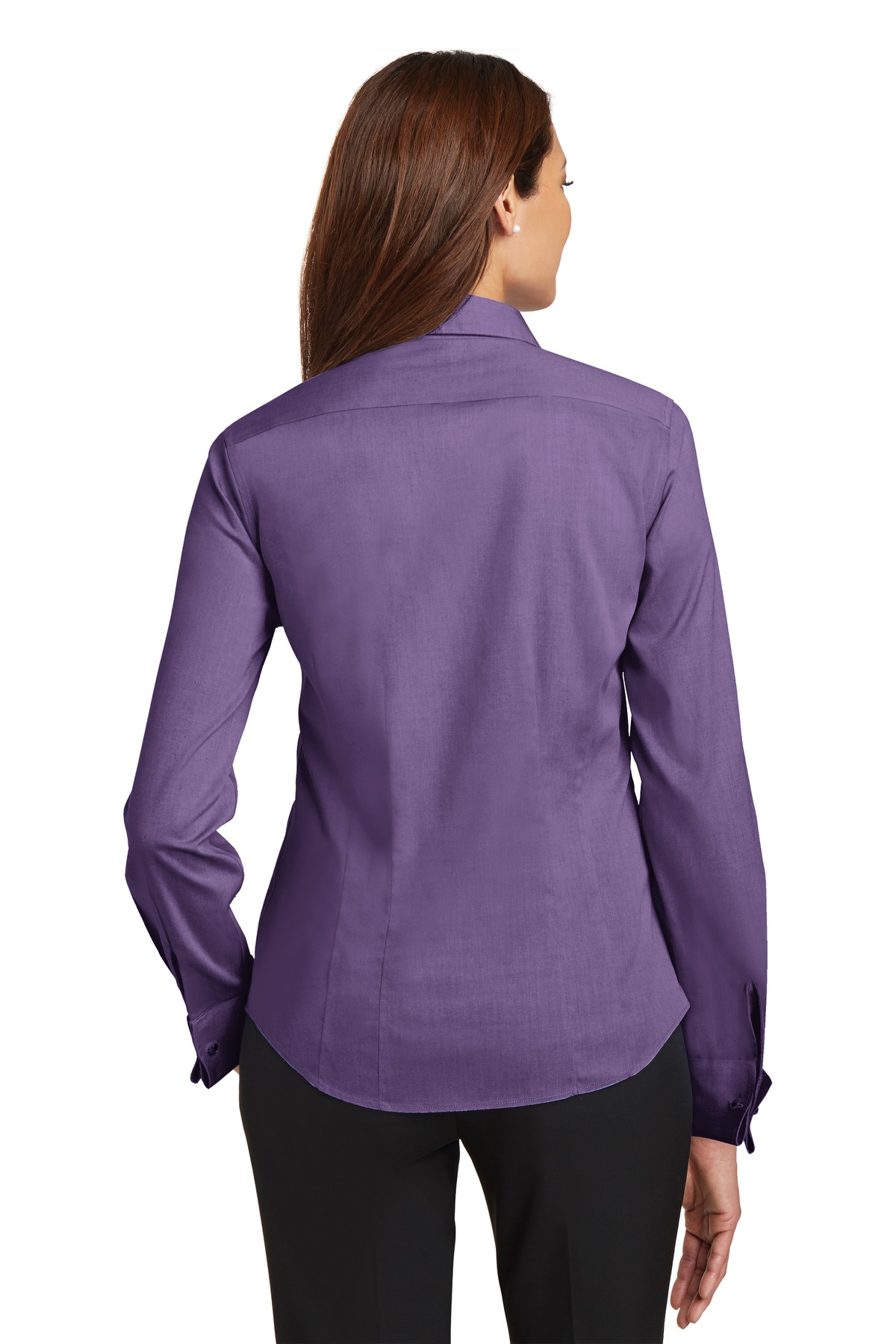 RH63 Red House - Ladies French Cuff Non-Iron Pinpoint Oxford Shirt. - Back Image
