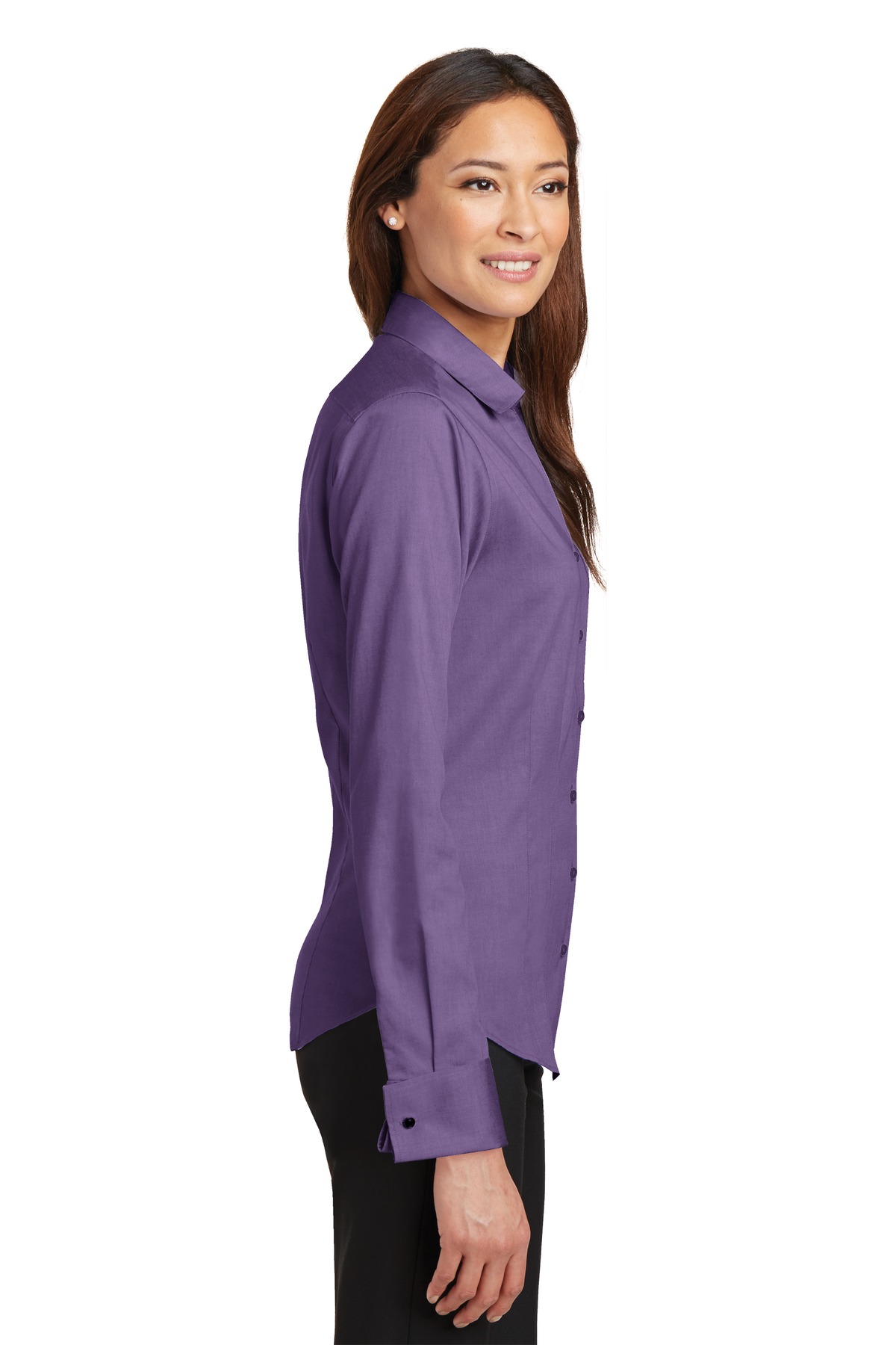 RH63 Red House - Ladies French Cuff Non-Iron Pinpoint Oxford Shirt. - Siide Image