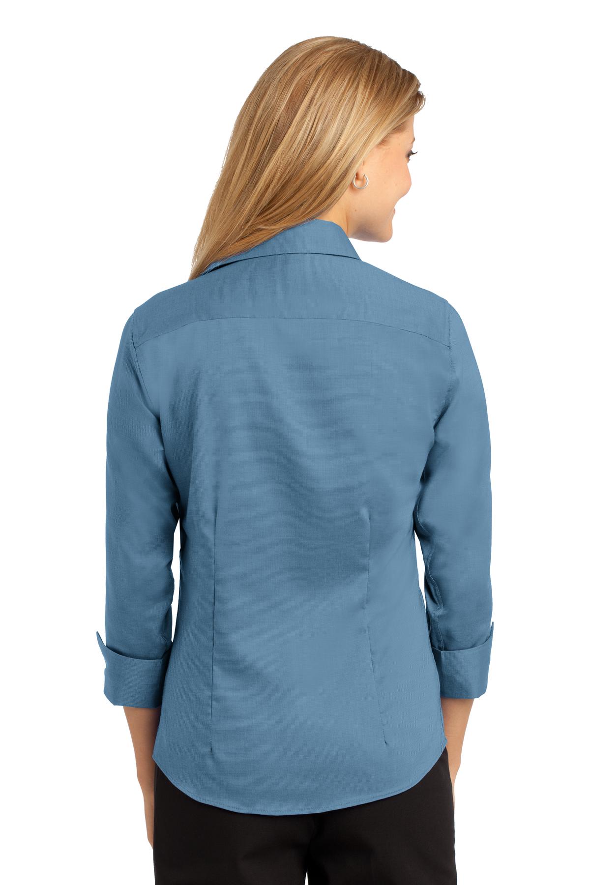 RH69 Red House Ladies 3/4-Sleeve Nailhead Non-Iron Shirt. - Back Image