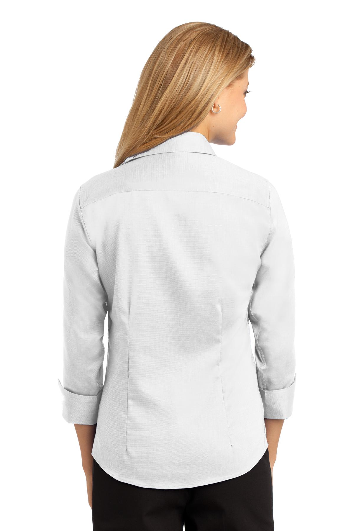RH69 Red House Ladies 3/4-Sleeve Nailhead Non-Iron Shirt. - Back Image