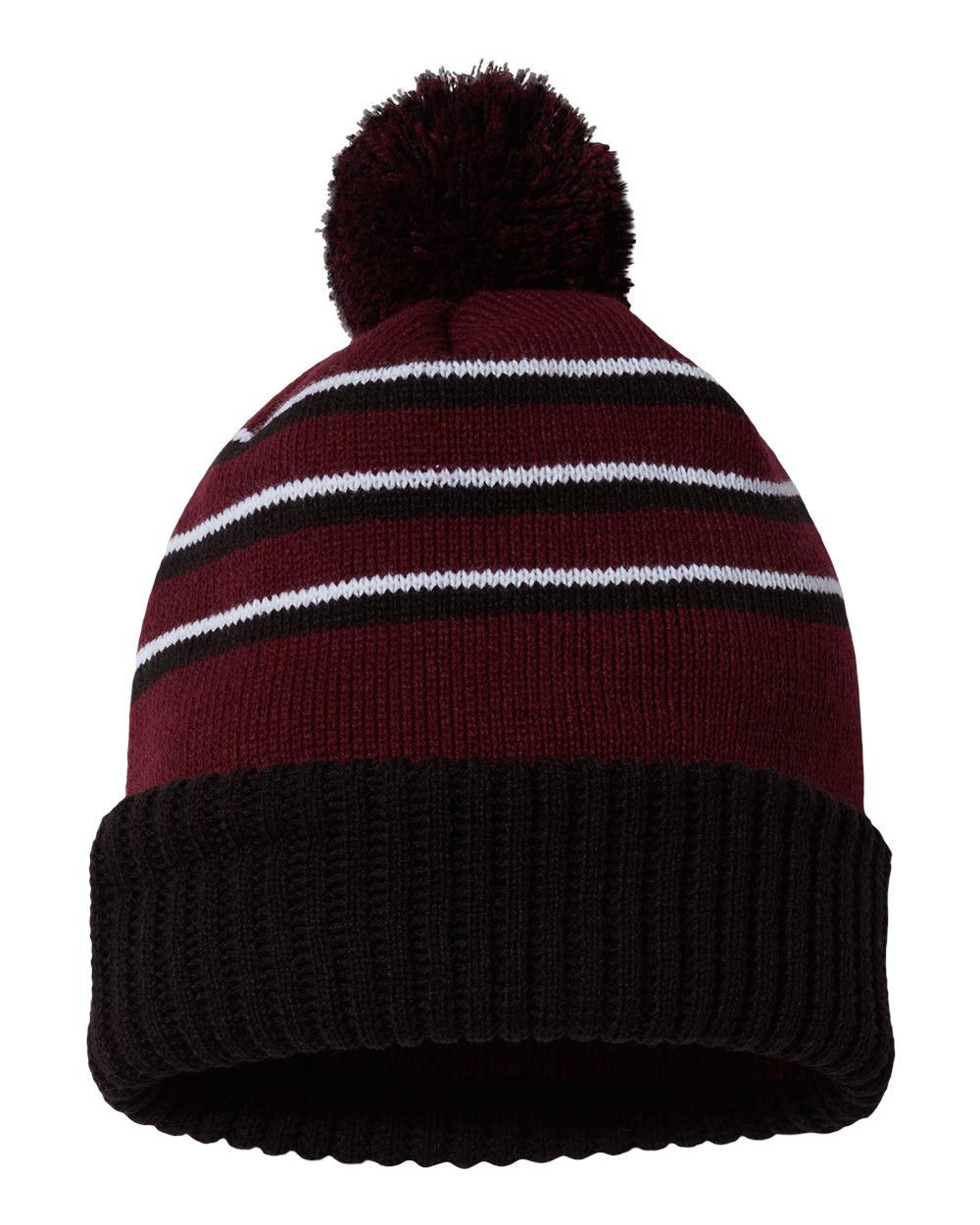 134 Richardson Stripe Pom Cuffed Beanie 134 Richardson Stripe Pom Cuffed Beanie - Back Image