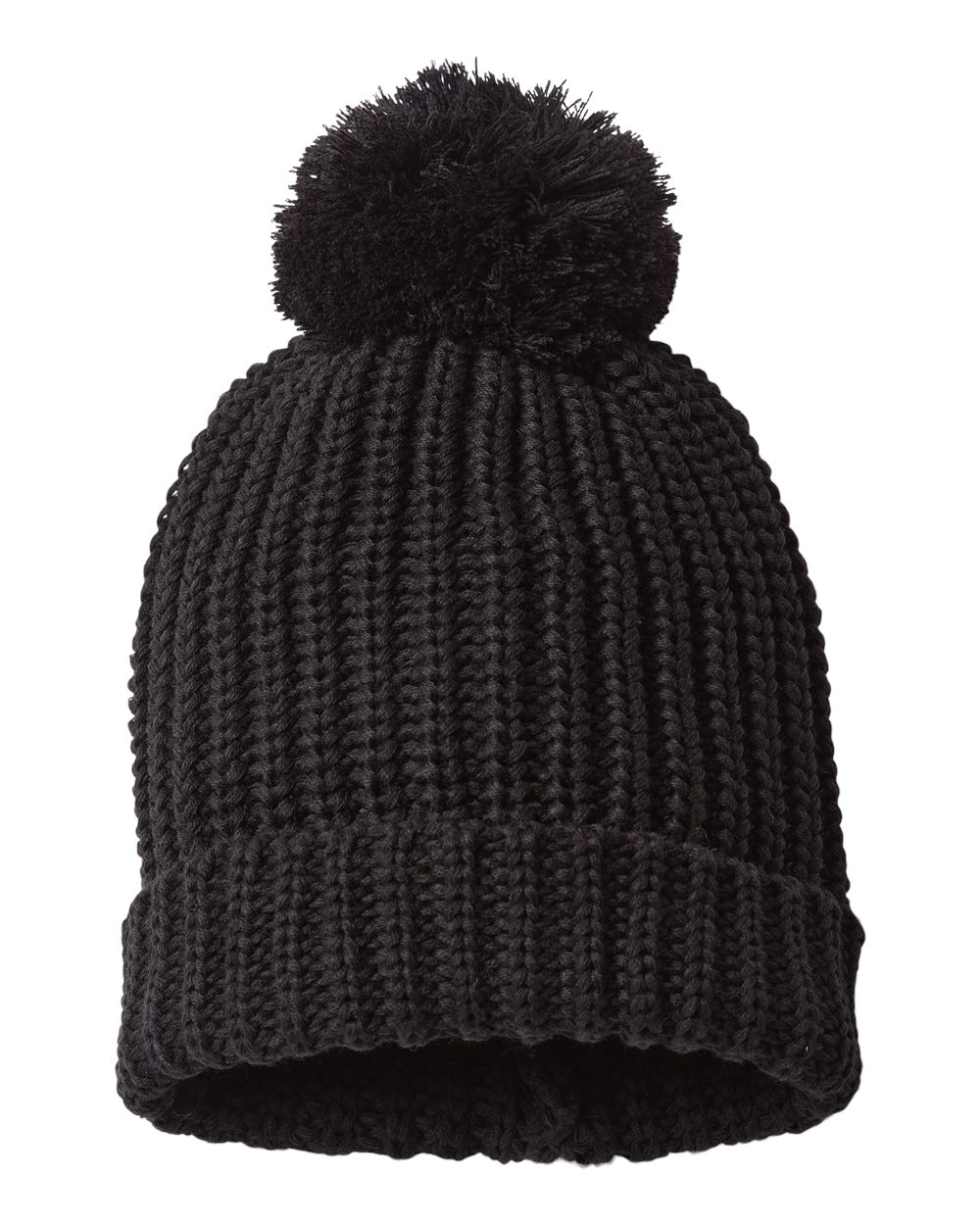 143R Richardson Chunky Cable with Cuff & Pom Beanie - Back Image