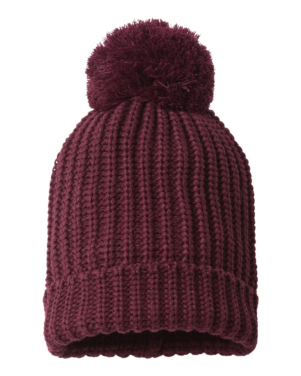 143R Richardson Chunky Cable with Cuff & Pom Beanie - Back Image