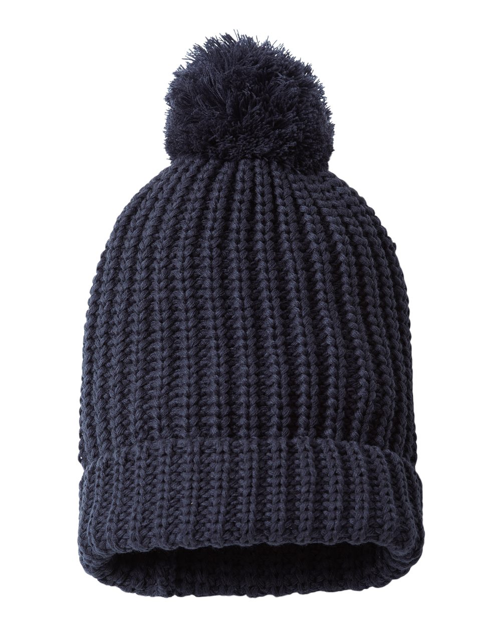 143R Richardson Chunky Cable with Cuff & Pom Beanie - Back Image