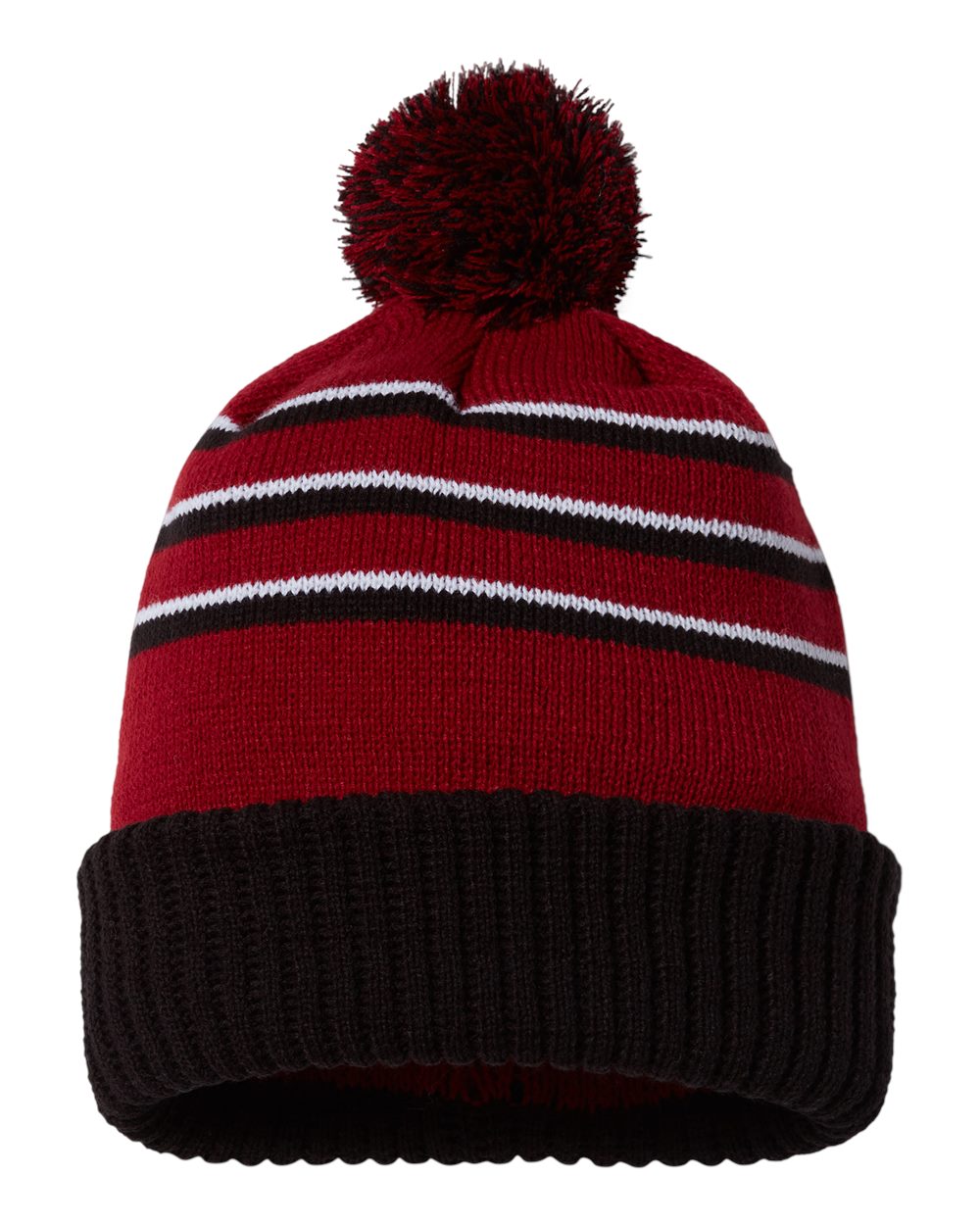 134 Richardson Stripe Pom Cuffed Beanie 134 Richardson Stripe Pom Cuffed Beanie - Back Image