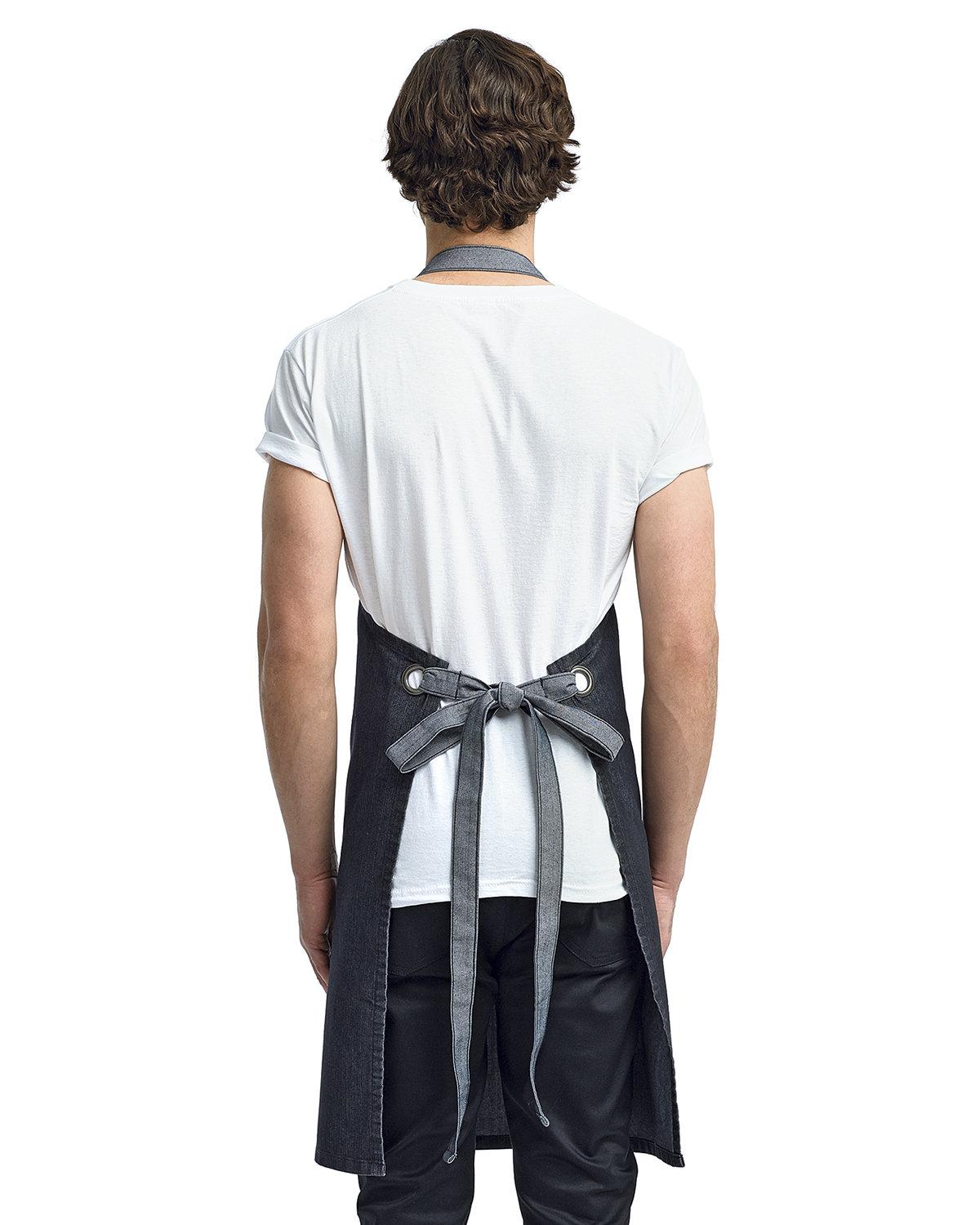 RP127 Artisan Collection by Reprime Unisex Domain Contrast Denim Bib Apron RP127 Artisan Collection by Reprime Unisex Domain Contrast Denim Bib Apron - Back Image