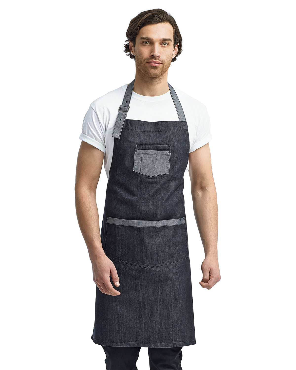RP127 Artisan Collection by Reprime Unisex Domain Contrast Denim Bib Apron RP127 Artisan Collection by Reprime Unisex Domain Contrast Denim Bib Apron
