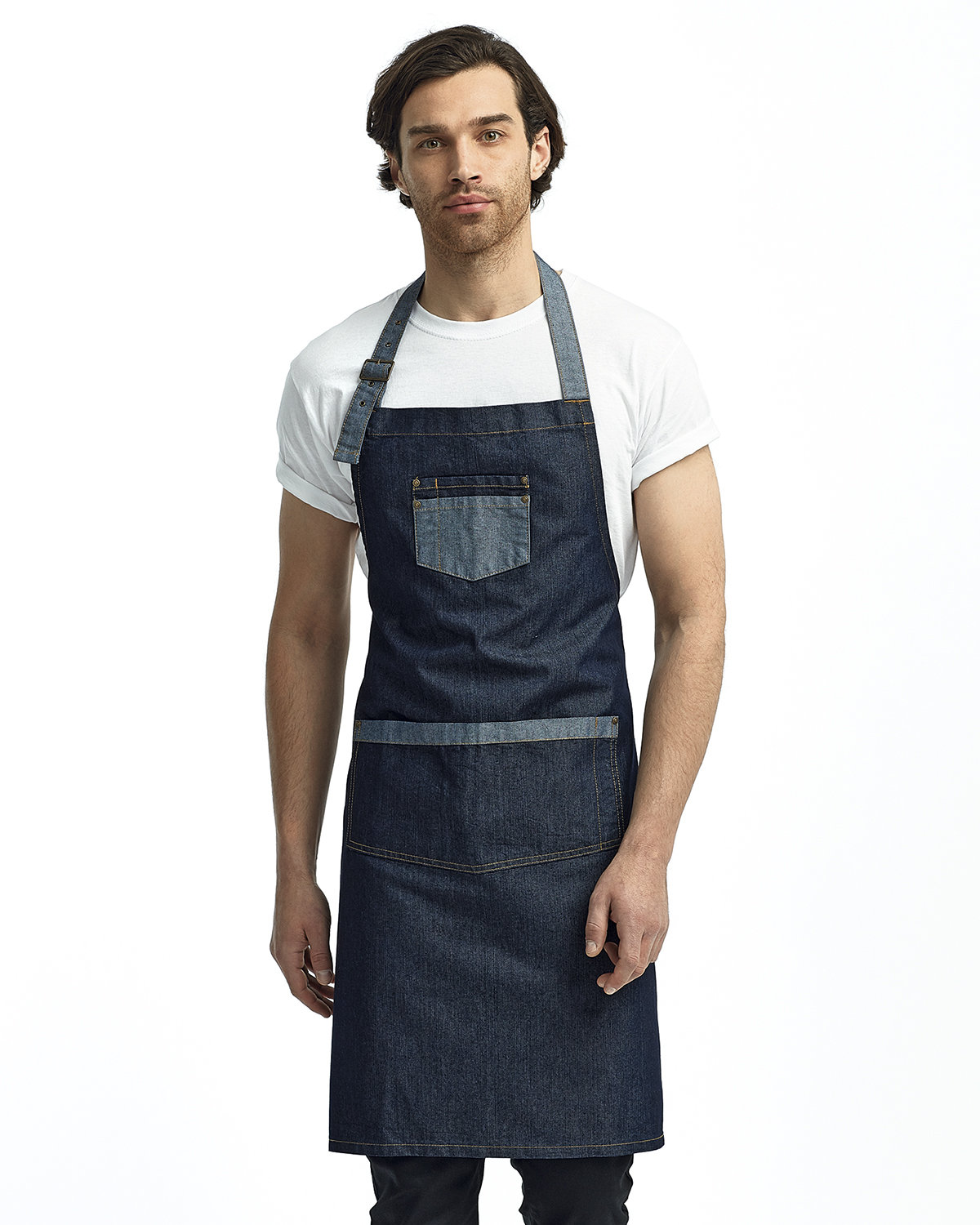 RP127 Artisan Collection by Reprime Unisex Domain Contrast Denim Bib Apron Zoom Image