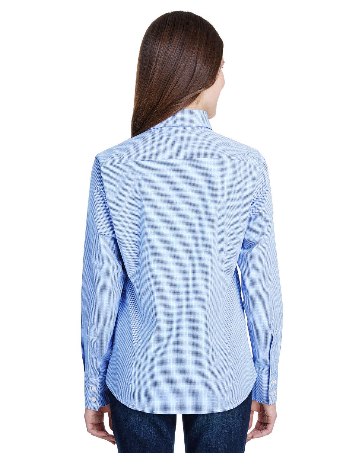 RP320 Artisan Collection by Reprime Ladies Microcheck Gingham Long-Sleeve Cotton Shirt - Back Image