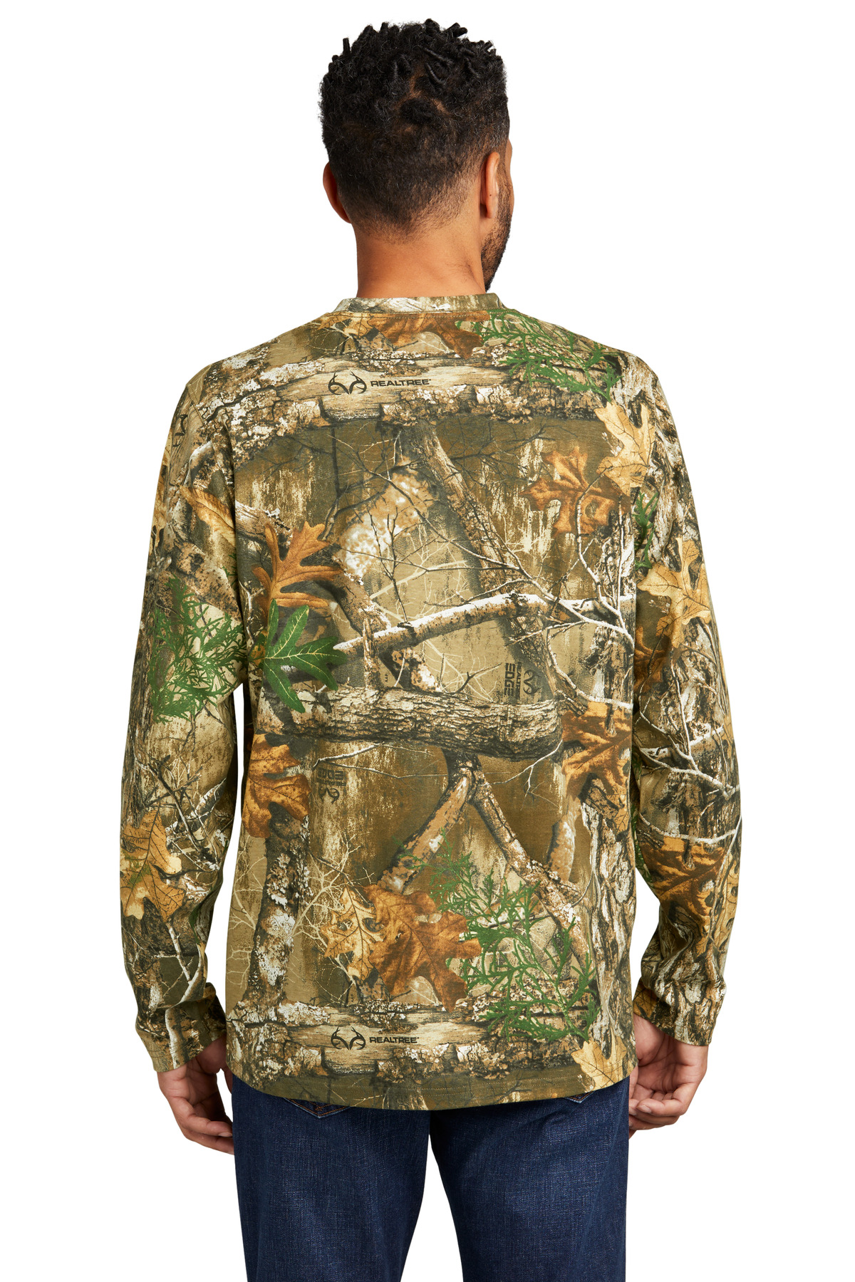 RU100LSP Russell Outdoors  Realtree Long Sleeve Pocket Tee - Back Image