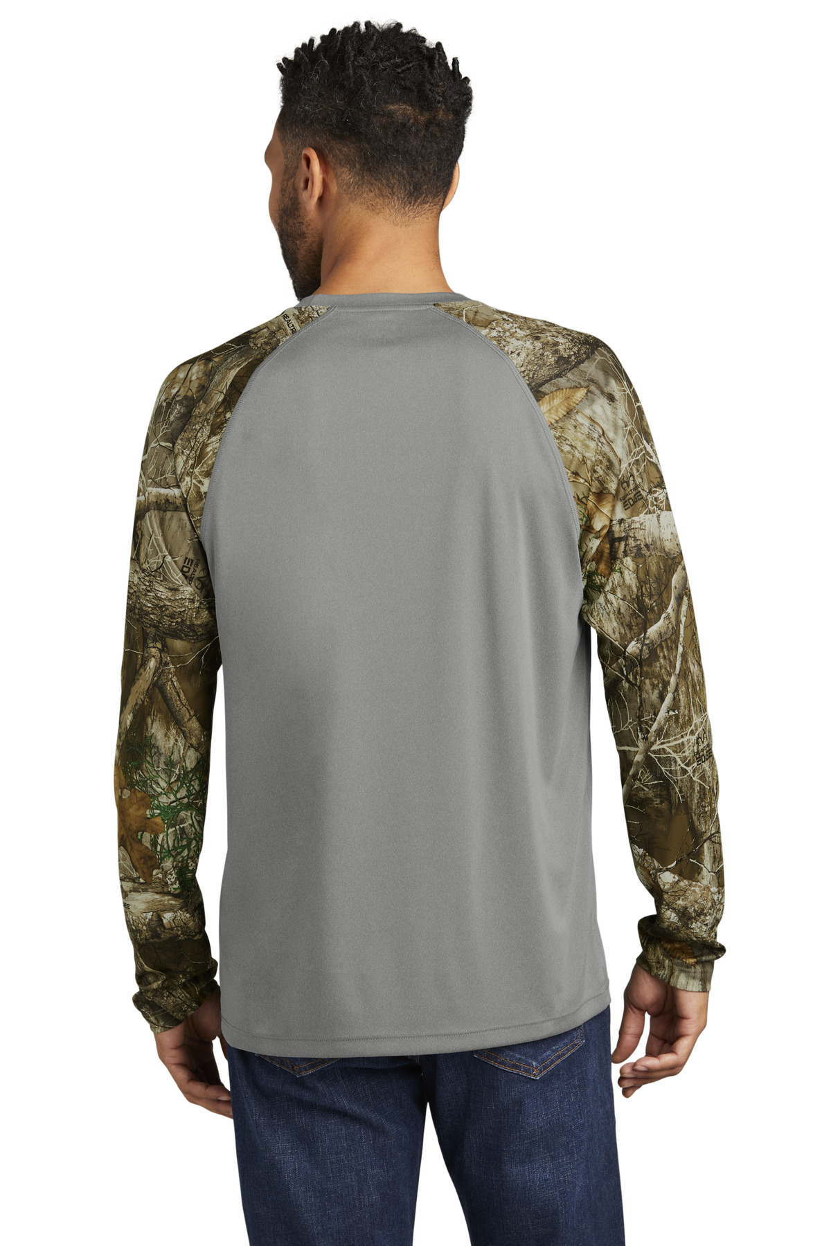 RU151LS Russell Outdoors  Realtree Colorblock Performance Long Sleeve Tee - Back Image