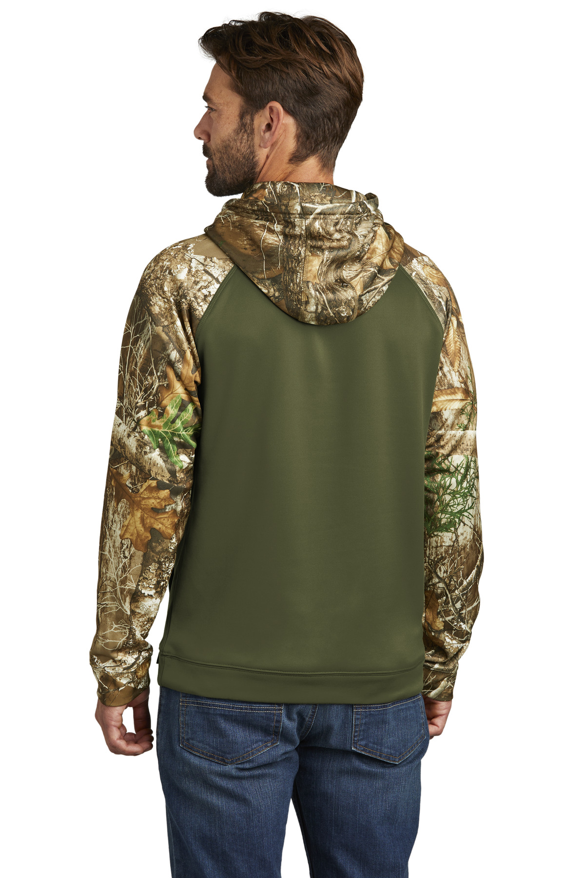 RU451 Russell Outdoors  Realtree Performance Colorblock Pullover Hoodie - Back Image