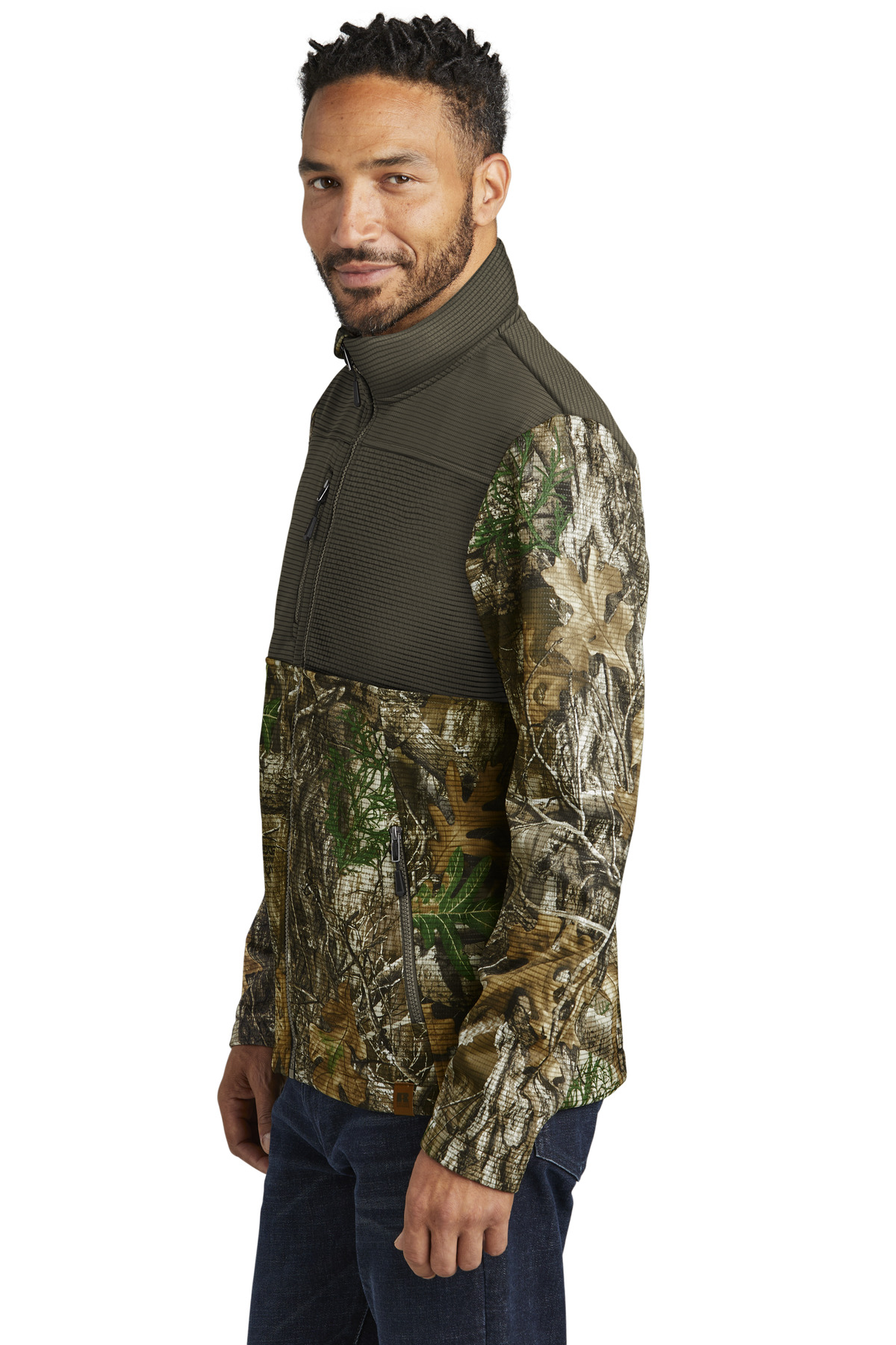 RU601 Russell Outdoors  Realtree Atlas Colorblock Soft Shell - Siide Image