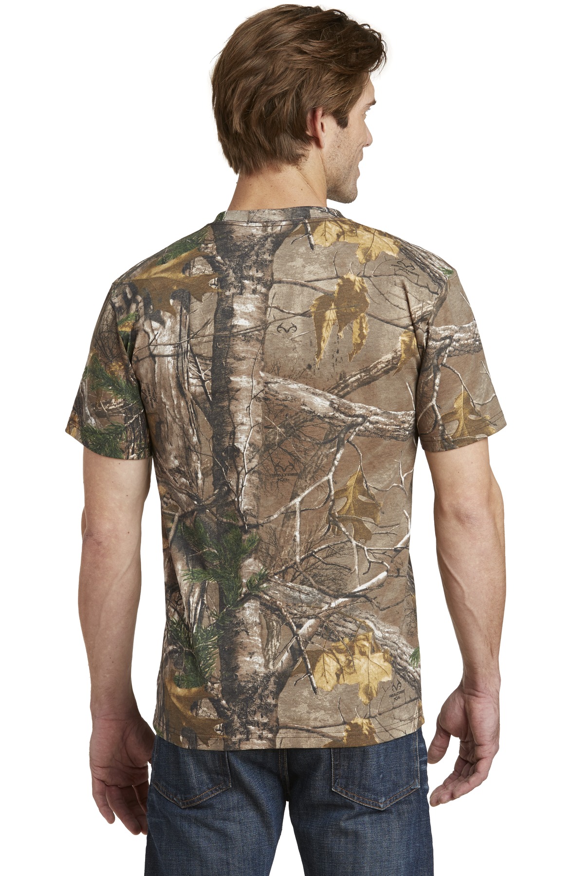 S021R Russell Outdoors &#8482; - Realtree Explorer 100% Cotton T-Shirt with Pocket. - Back Image