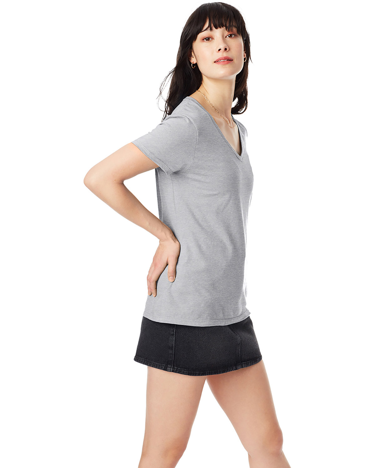 S04V Hanes Perfect-T Women’s V-Neck T-Shirt - Siide Image