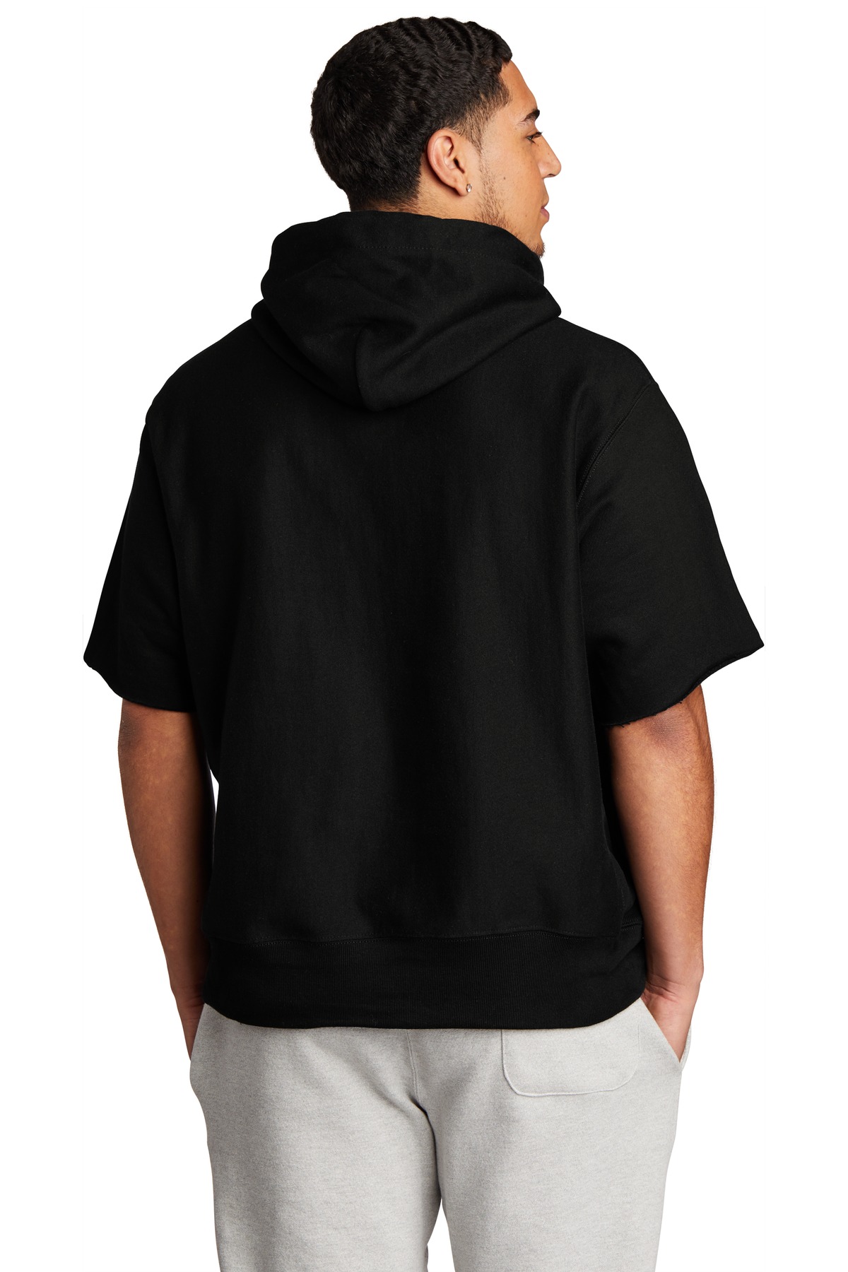 S101SS Champion Reverse Weave Short Sleeve Hooded Sweatshirt - Back Image