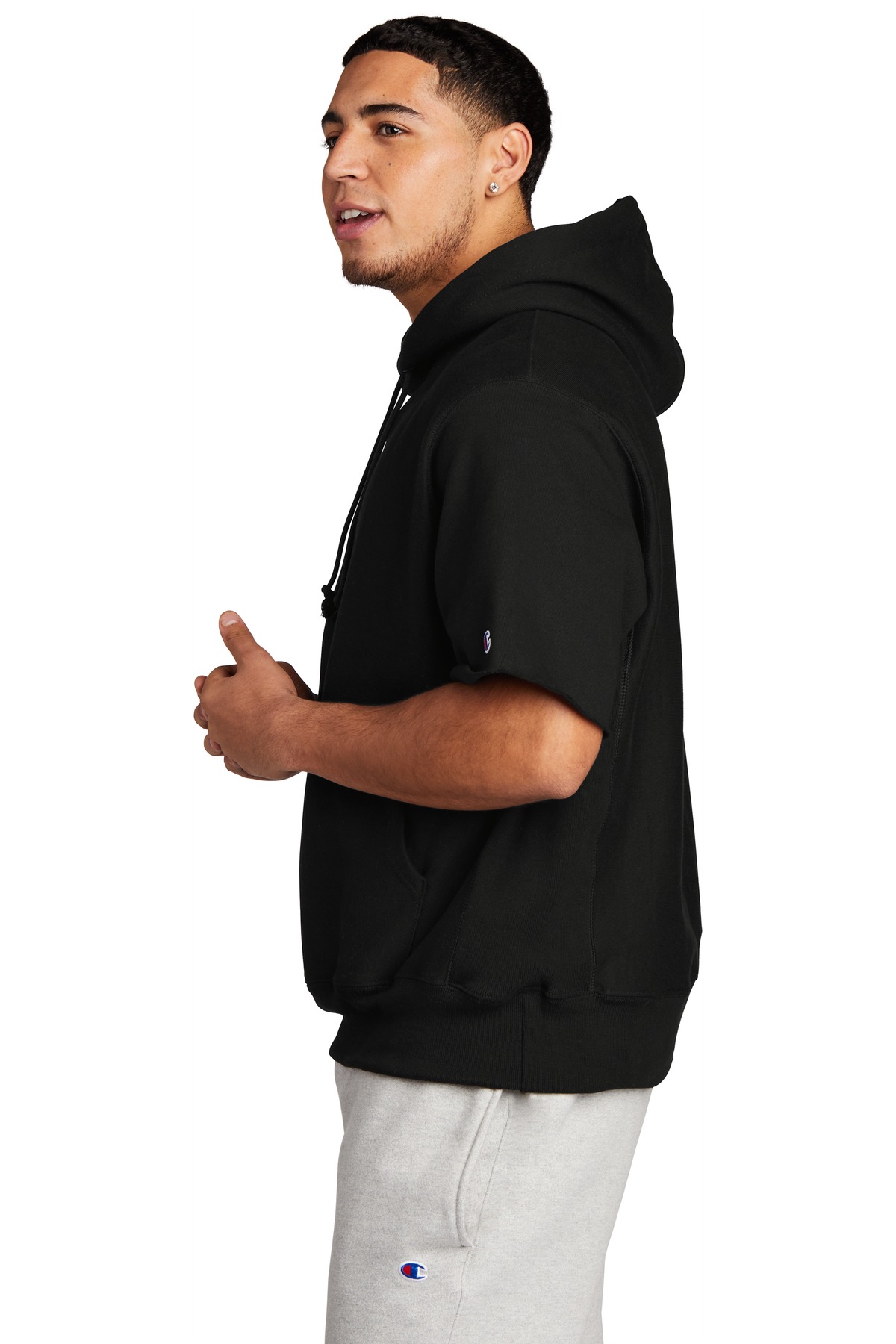 S101SS Champion Reverse Weave Short Sleeve Hooded Sweatshirt - Siide Image