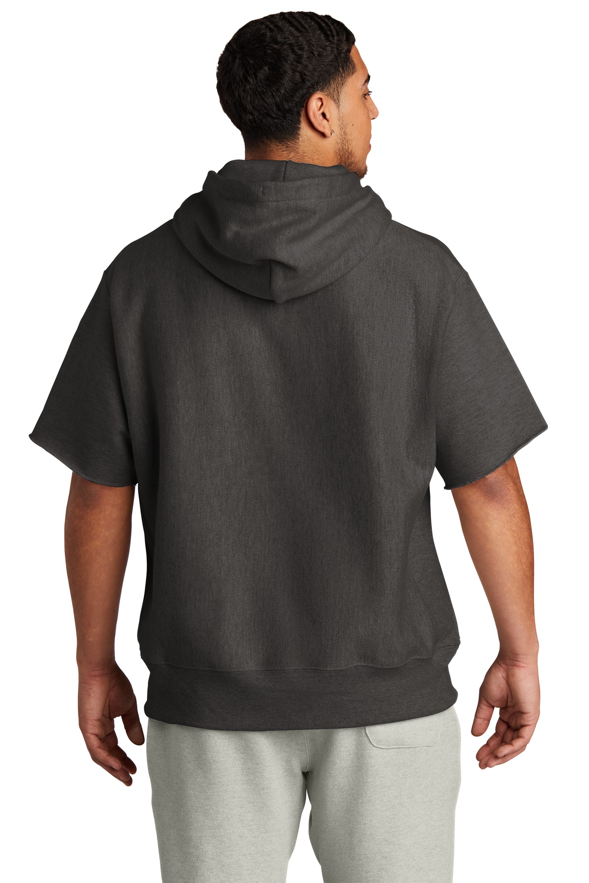 S101SS Champion Reverse Weave Short Sleeve Hooded Sweatshirt - Back Image