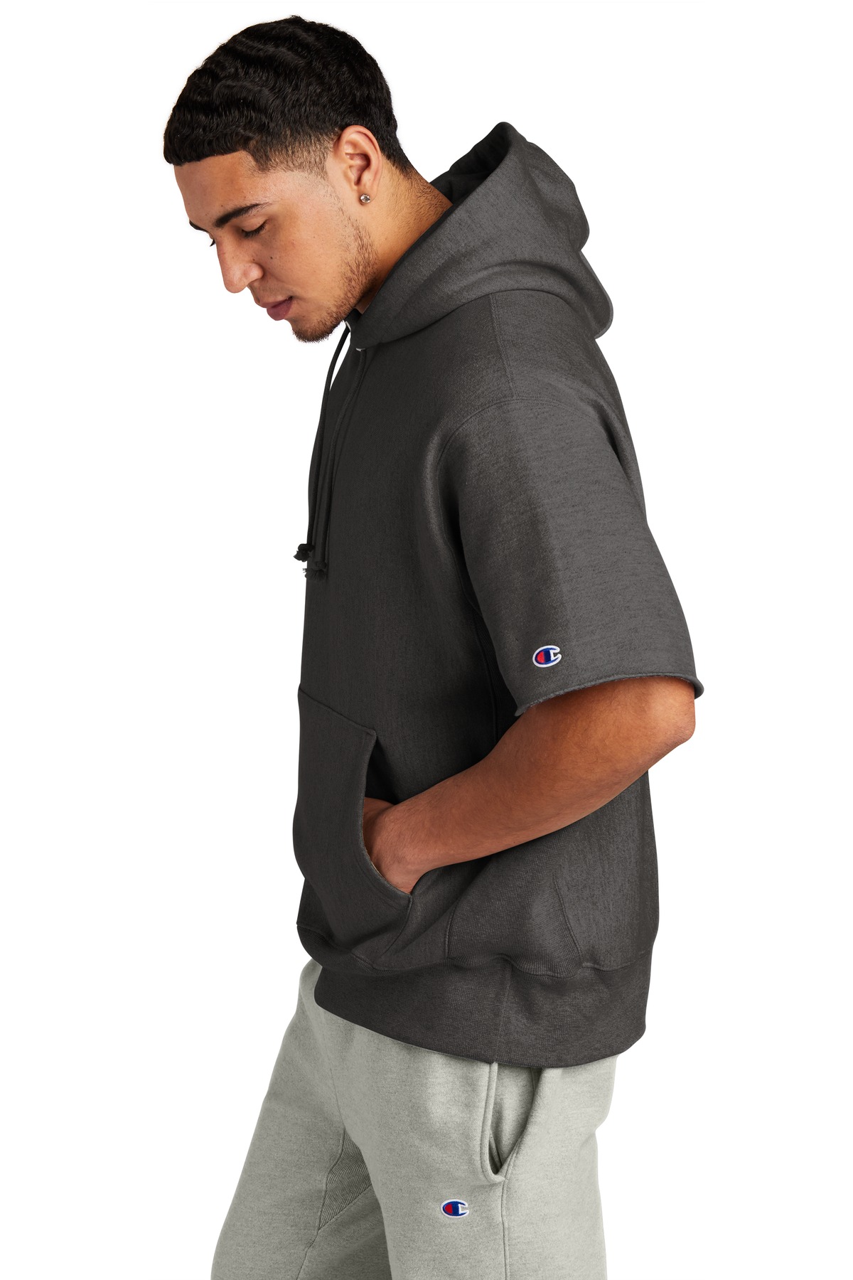 S101SS Champion Reverse Weave Short Sleeve Hooded Sweatshirt - Siide Image