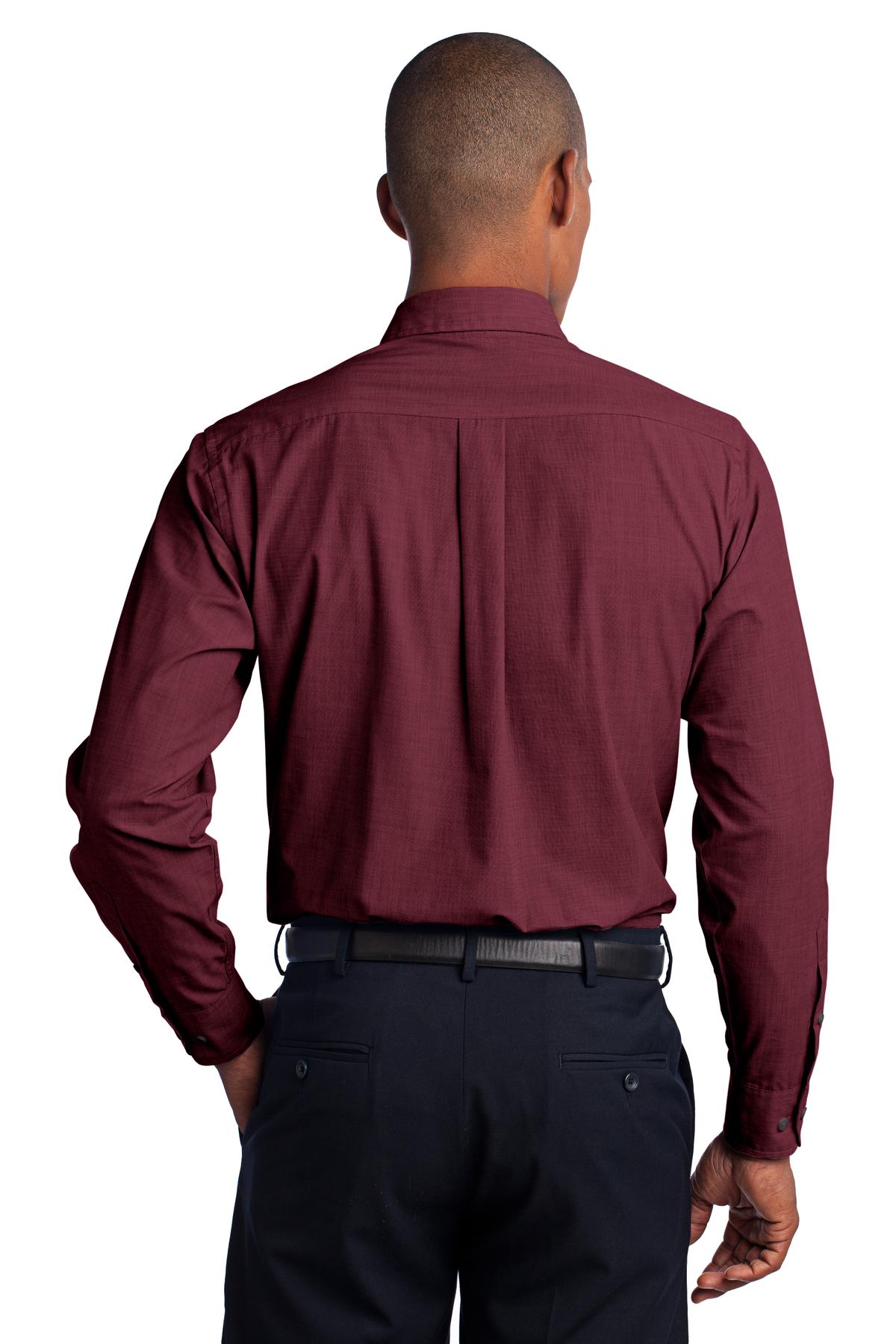 Port Authority Direct to Film (DTF) S640 Crosshatch Easy Care Shirt. - Back Image