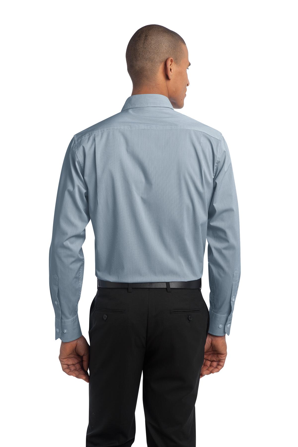 S647 Port Authority Fine Stripe Stretch Poplin Shirt. S647 Port Authority Fine Stripe Stretch Poplin Shirt. - Back Image