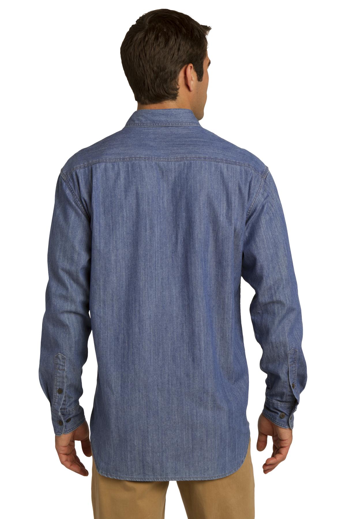S652 Port Authority Patch Pockets Denim Shirt. - Back Image