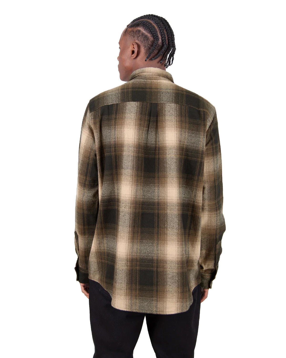 SHHFS Shaka Wear Mens Plaid Flannel Overshirt - Back Image