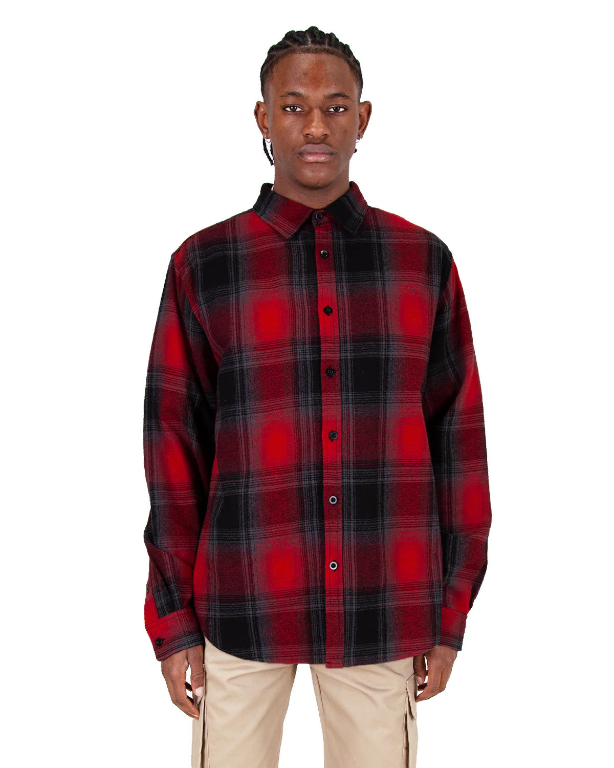 SHHFS Shaka Wear Mens Plaid Flannel Overshirt Zoom Image