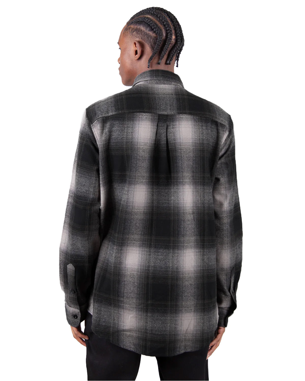 SHHFS Shaka Wear Mens Plaid Flannel Overshirt - Back Image