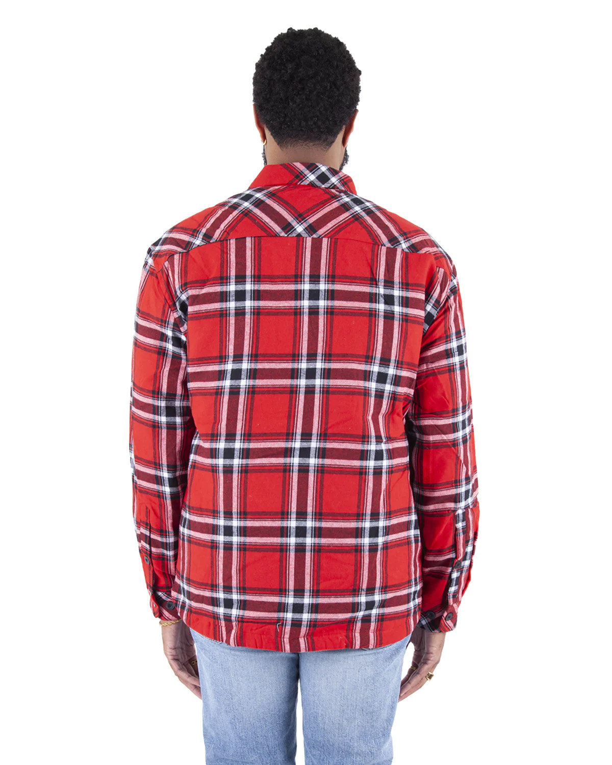 SHPFJ Shaka Wear Mens Plaid Flannel Jacket - Back Image