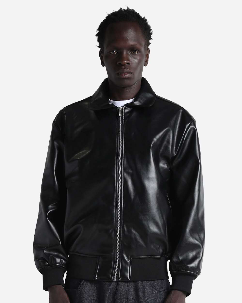 SHPVB Shaka Wear Unisex PU Leather Collared Varsity Jacket