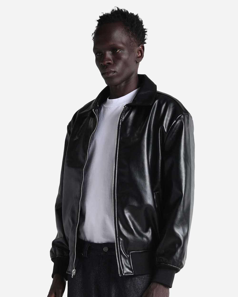 SHPVB Shaka Wear Unisex PU Leather Collared Varsity Jacket - Siide Image