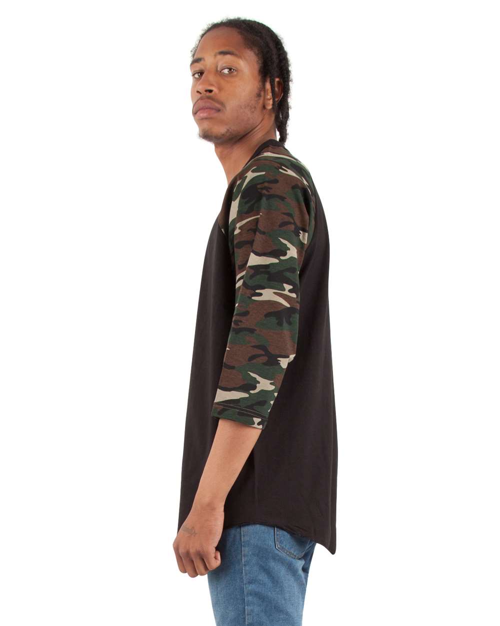 SHRAGCM Shaka Wear Adult 6 oz., 3/4-Sleeve Camo Raglan T-Shirt - Siide Image