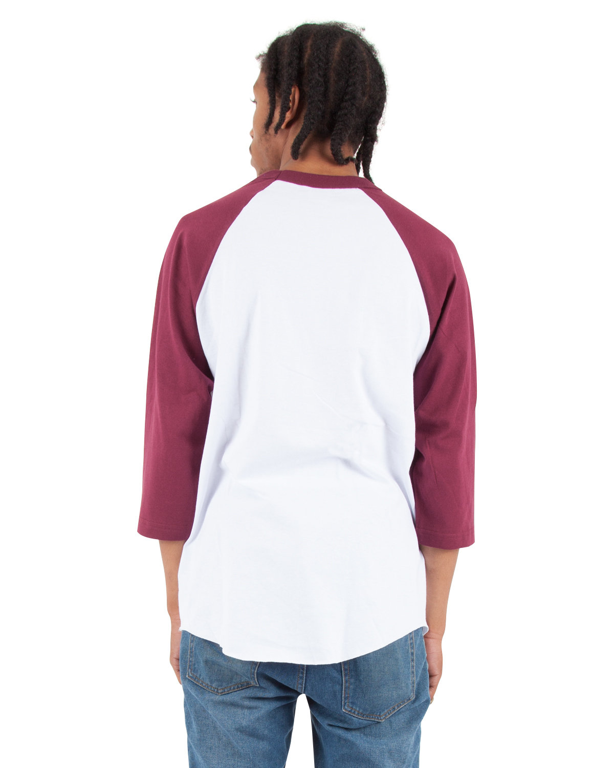 SHRAG Shaka Wear Adult 6 oz., 3/4-Sleeve Raglan T-Shirt - Back Image