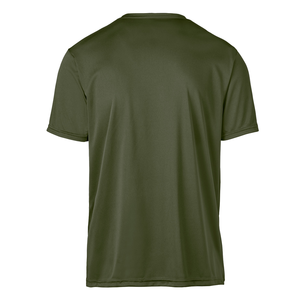 1535MU Soffe Adult Short Sleeve Poly Base Layer Tee - Made in USA - Back Image