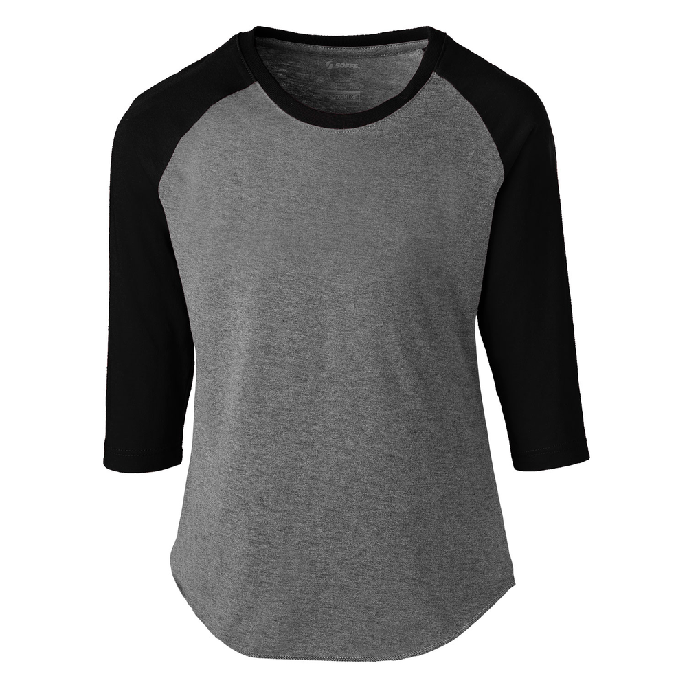 3050G Soffe GIRLS HEATHERED BASEBALL TEE