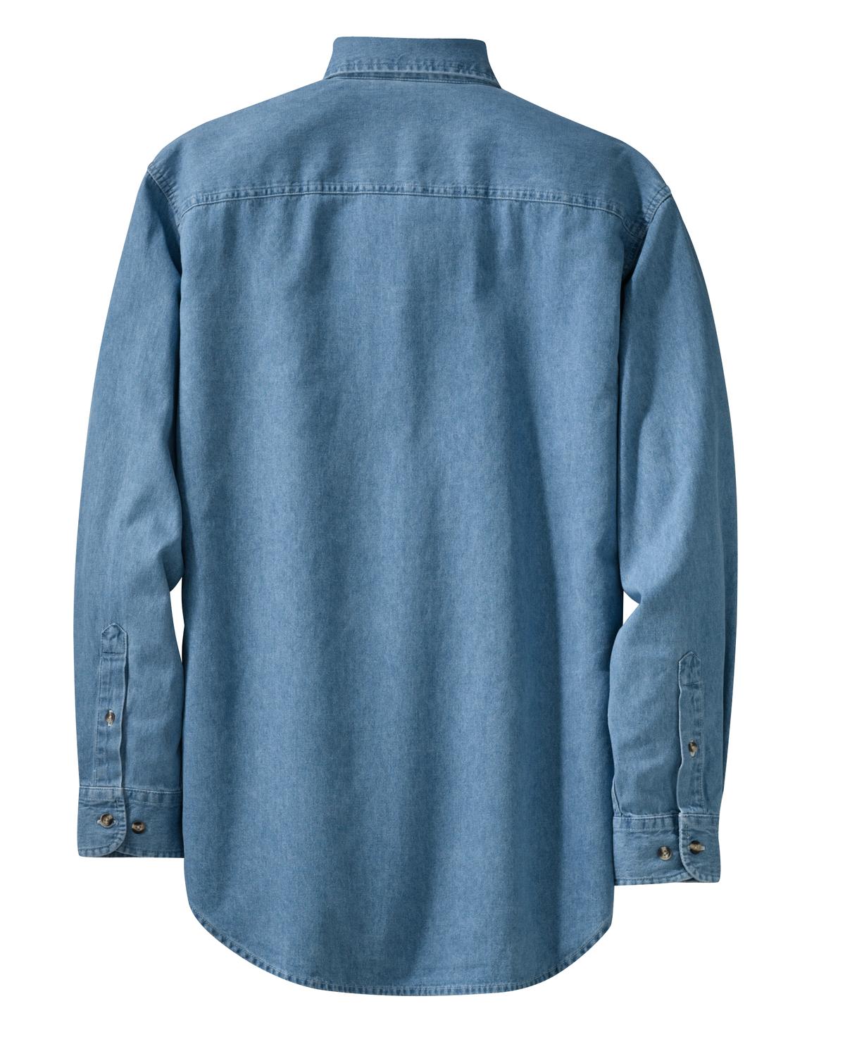 SP10 Port & Company - Long Sleeve Value Denim Shirt. - Back Image