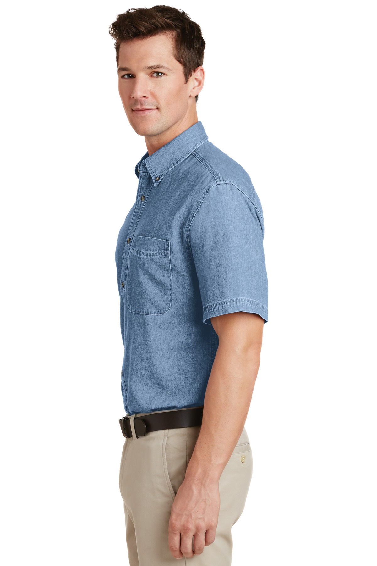 SP11 Port & Company - Short Sleeve Value Denim Shirt. - Siide Image