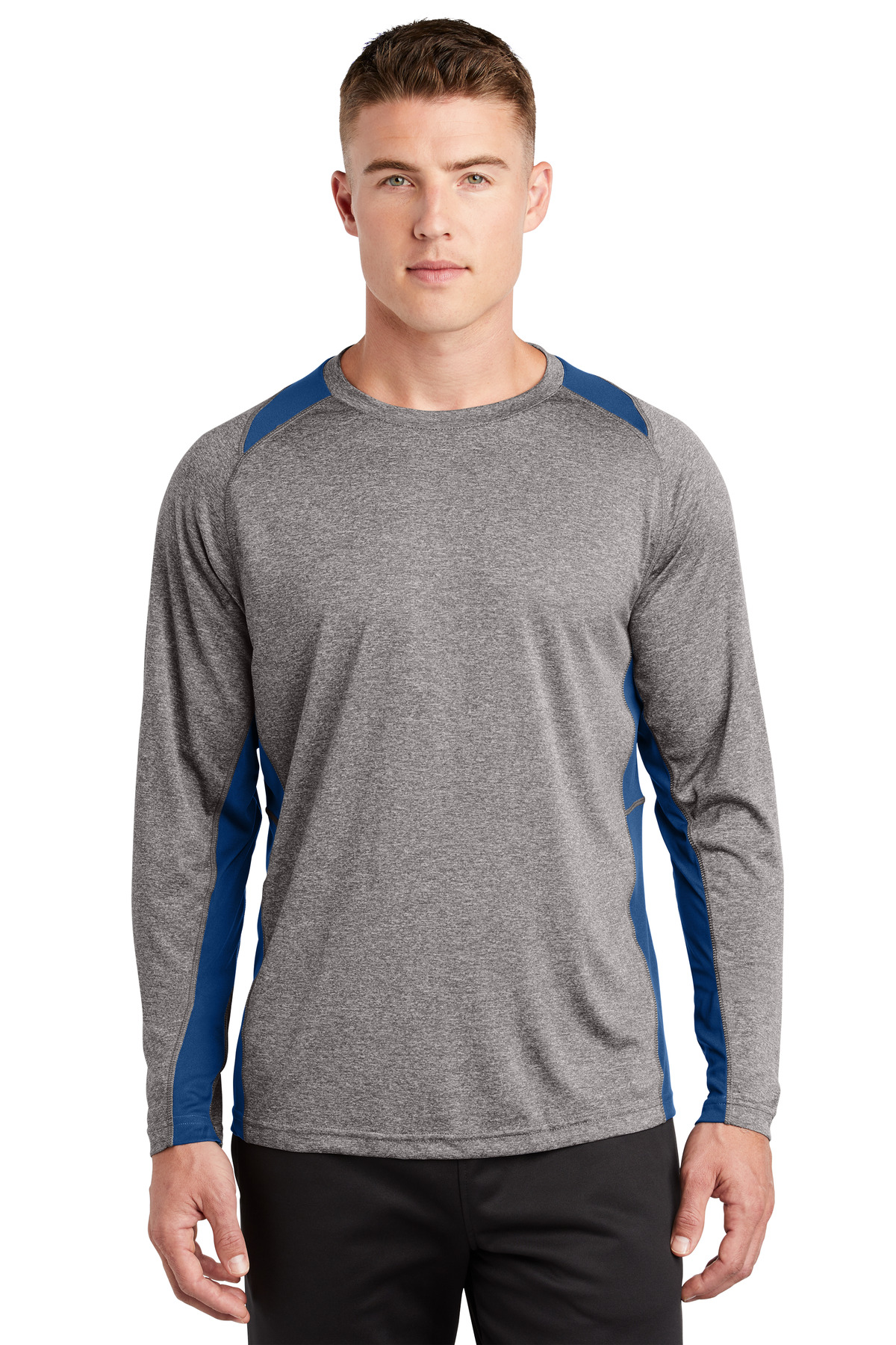 ST361LS Sport-Tek Long Sleeve Heather Colorblock Contender Tee