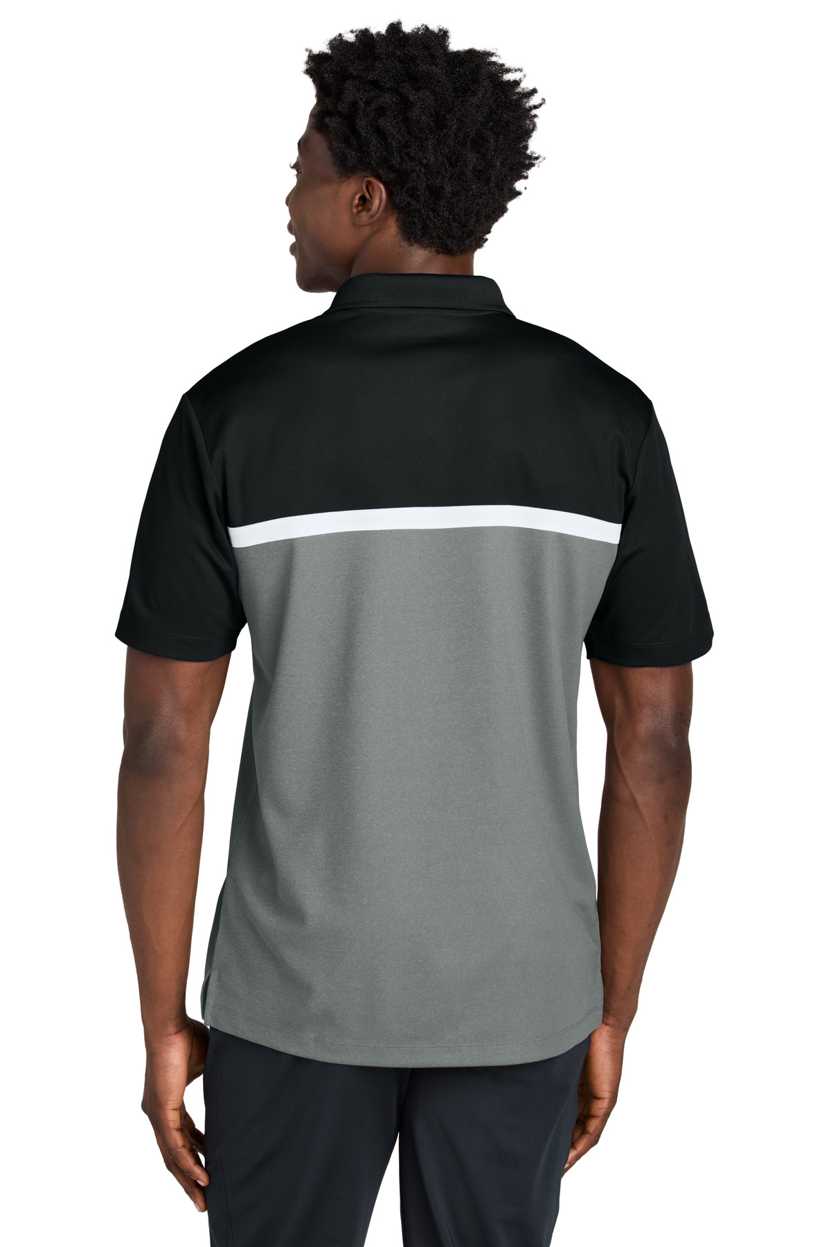ST741 Sport-Tek UV Micropique Colorblock Polo - Back Image